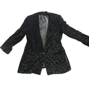 Black Velvet Paisley Burnout Blazer Jacket Boho 10 Whimsigoth Stevie Nicks Core